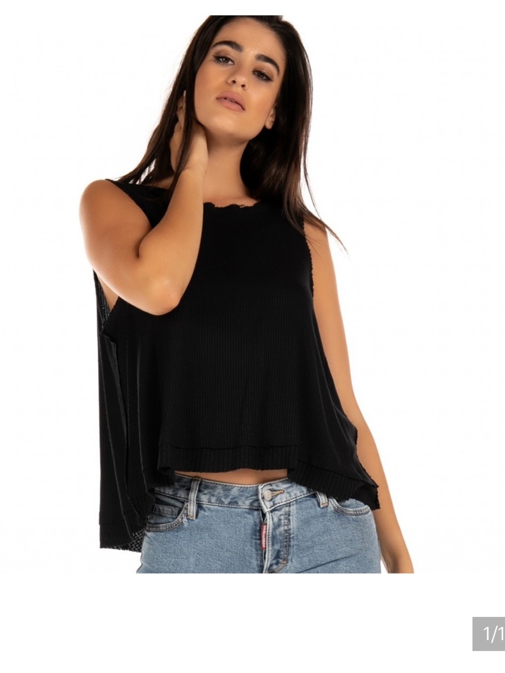 Free People New Love Black Tank Top